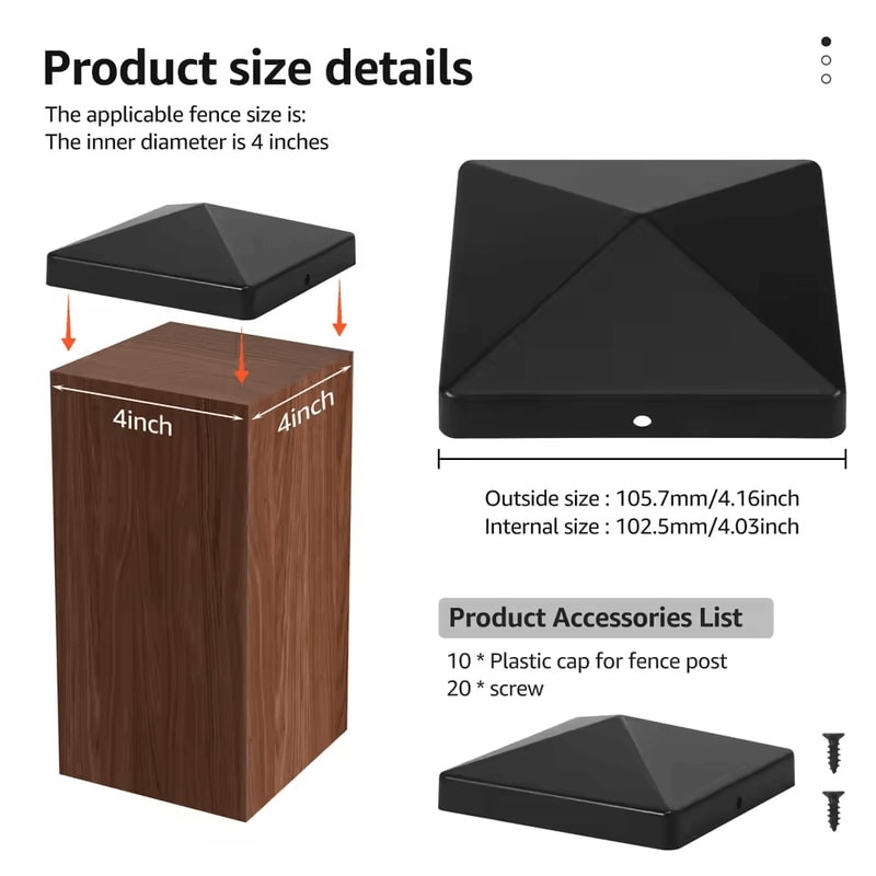 Plastic Fence Post Cap Black Deck Post Caps Square Column Cap Fence Covers Railing Cover For Effect 4