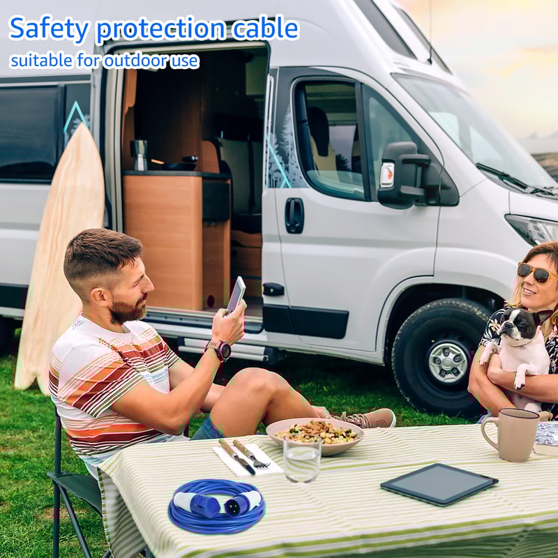 Camping Extension Cable Safe Reliable Rubber Extension Cord With Plug Versatile Sturdy Caravan Hook 4