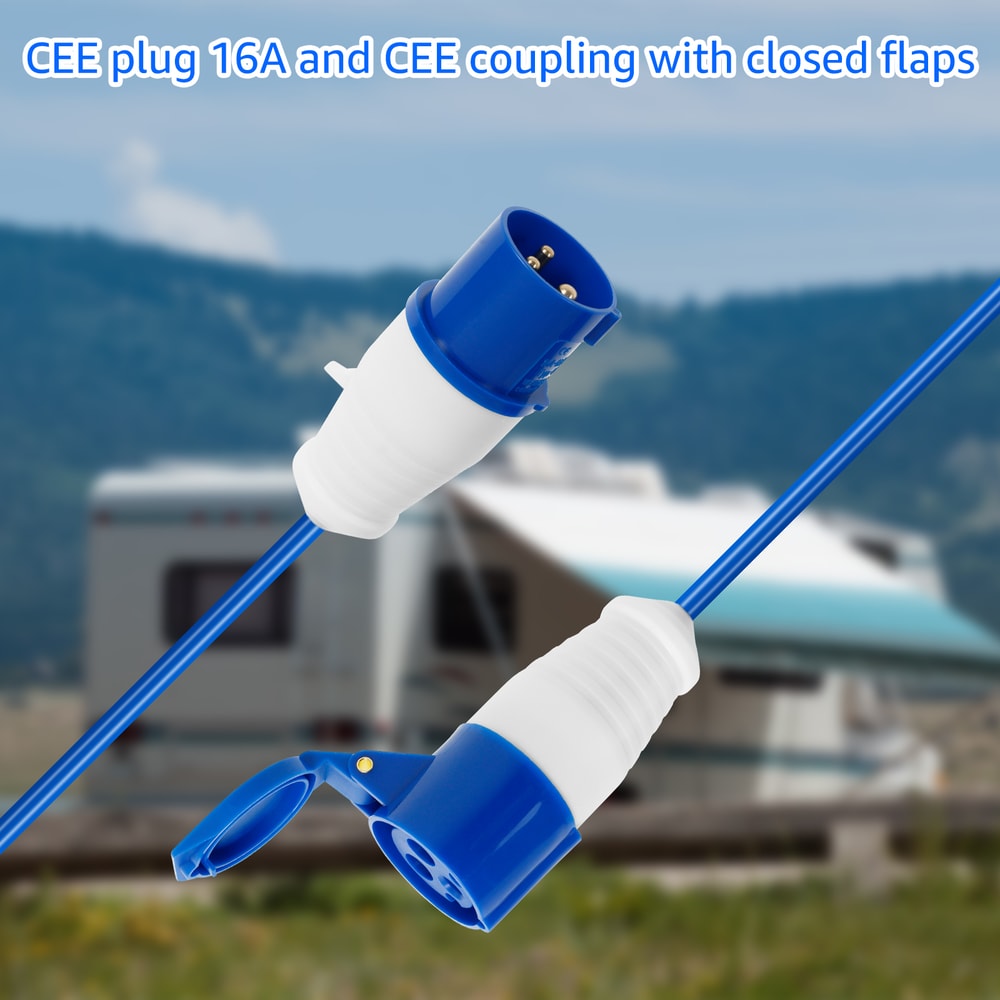 Camping Extension Cable Safe Reliable Rubber Extension Cord With Plug Versatile Sturdy Caravan Hook 5