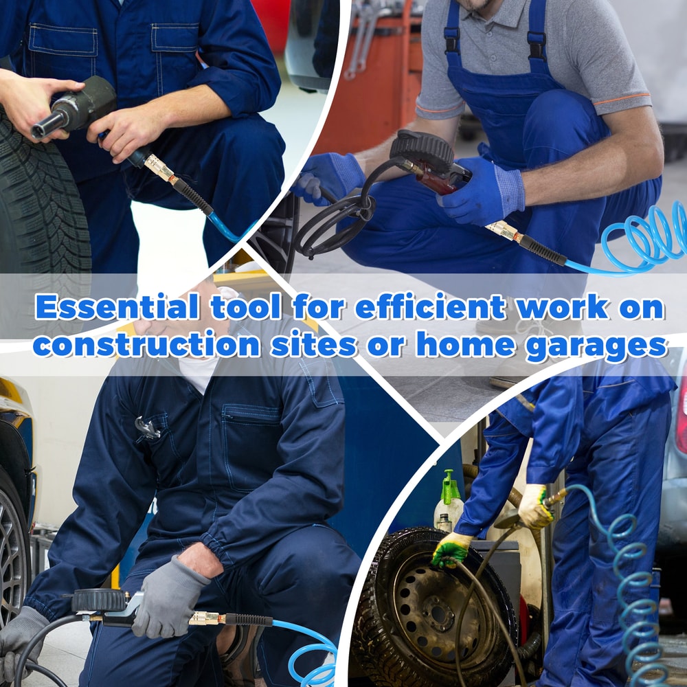 Air Compressor Hose with Coupler, Flexible PU Recoil Air Hose, Anti-Kink Tool Accessory