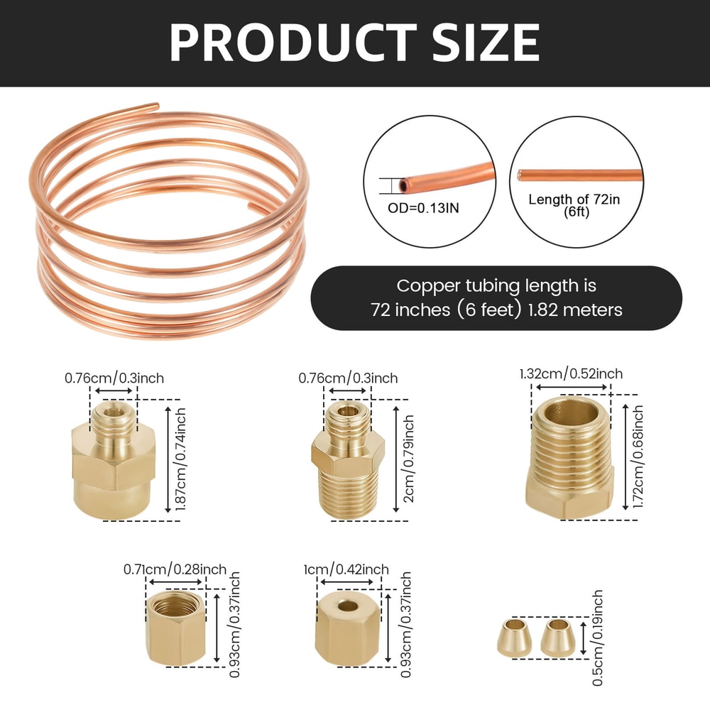 Oil Pressure Gauge Tubing Kit Copper Tube Threaded Parts Practical Oil Gauge Line Kit Set For Tract 6