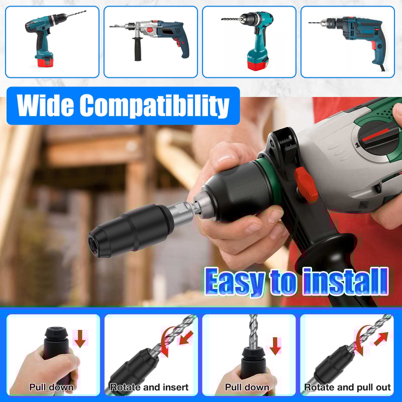 Carbon Steel Drill Bit Adapter for Rotary Hammer Drills, Labor Saving Converter Shank Tool, Concrete Drill Bit Adapter