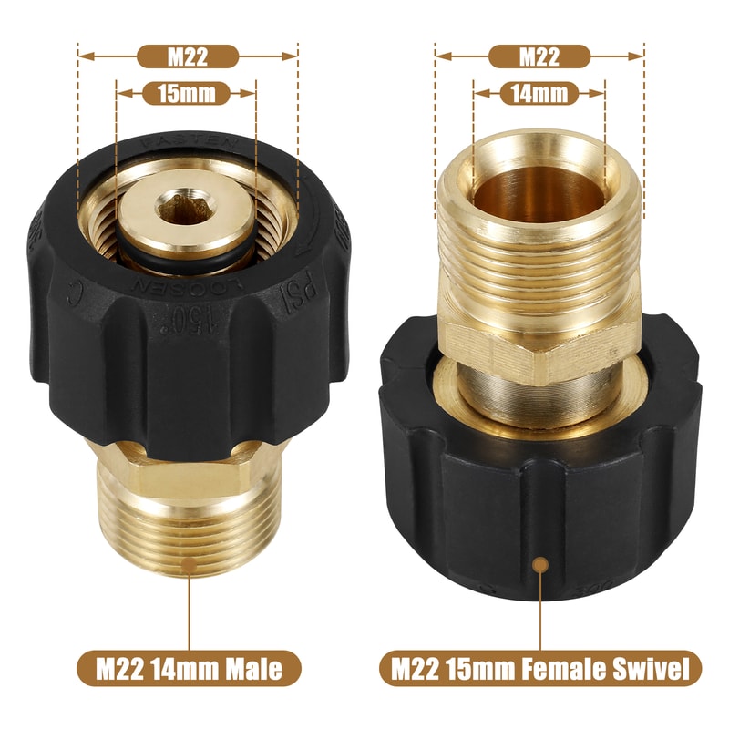 Pressure Washer Hose , Sturdy Metal Pressure Washer Adaptor, Brass Female to Male Connect Fitting, Durable