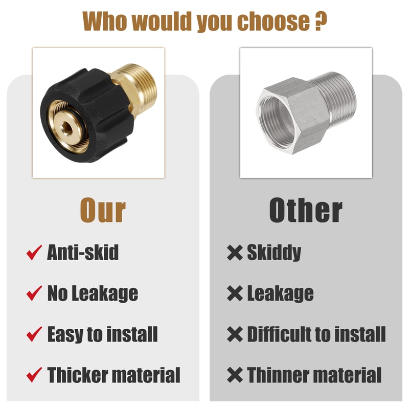 Pressure Washer Hose , Sturdy Metal Pressure Washer Adaptor, Brass Female to Male Connect Fitting, Durable