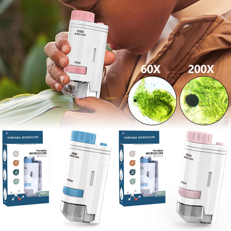 Kids Science Microscope Pocket Microscope Electric Mini Handheld Microscope Outdoor Educational Toy 1