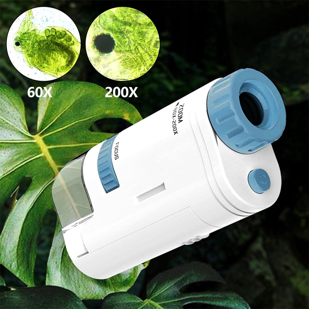 Kids Science Microscope Pocket Microscope Electric Mini Handheld Microscope Outdoor Educational Toy 2