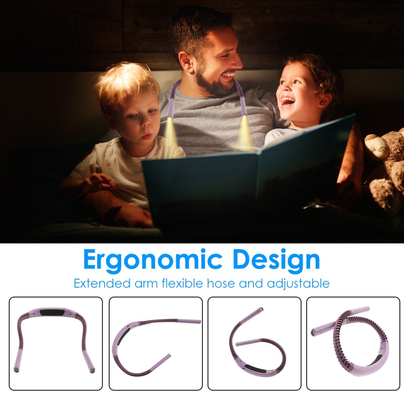 LED Neck Reading Light Speed Brightness Adjustable Type C Rechargeable Bendable Neck Light For Read 1