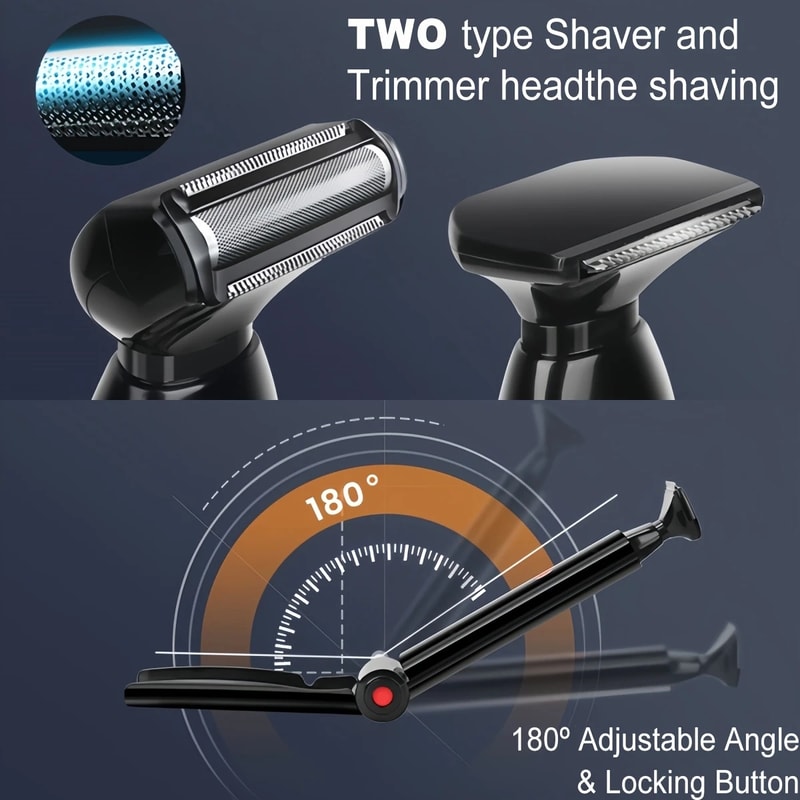 Electric Back Shaver for Men - Rechargeable, Foldable Groomer for Smooth Back Hair Removal