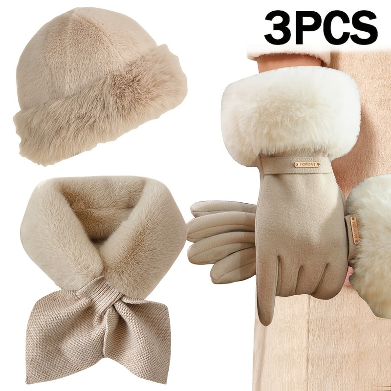 Womens Winter Set Hat Scarf Gloves For Cold Weather Comfort 8