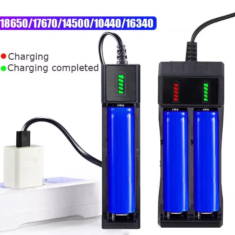 18650 Battery Charger, Fast USB Charging for 16340, 14500, and 18650 Lithium Batteries