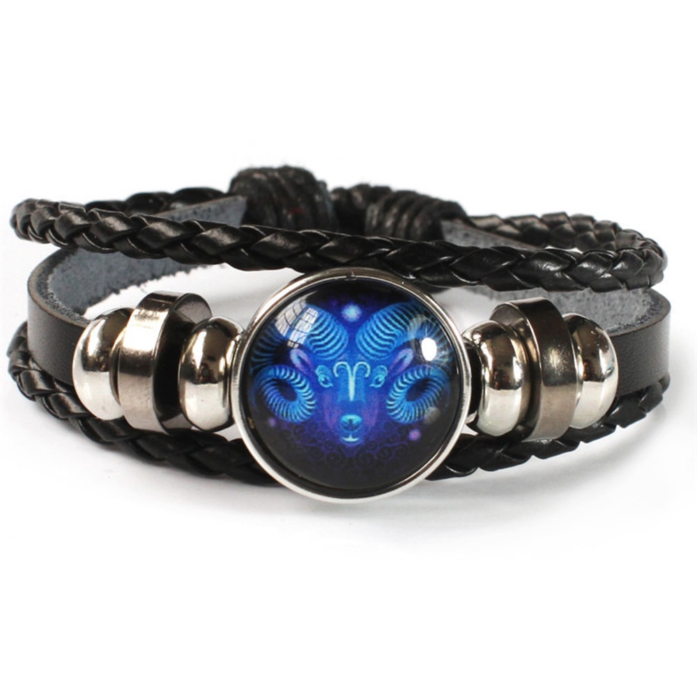 Glow In The Dark Zodiac Bracelet Multilayer Leather Wrap Astrology Gift 9