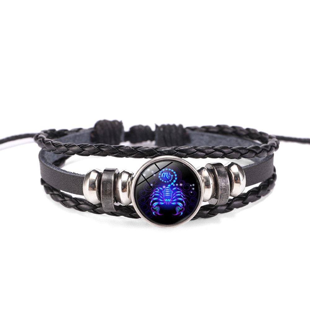 Glow In The Dark Zodiac Bracelet Multilayer Leather Wrap Astrology Gift 15
