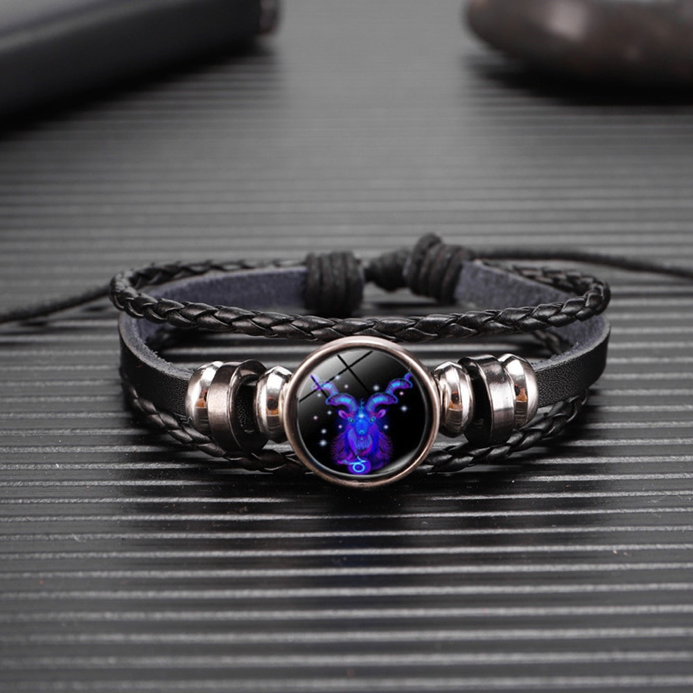 Glow In The Dark Zodiac Bracelet Multilayer Leather Wrap Astrology Gift 6