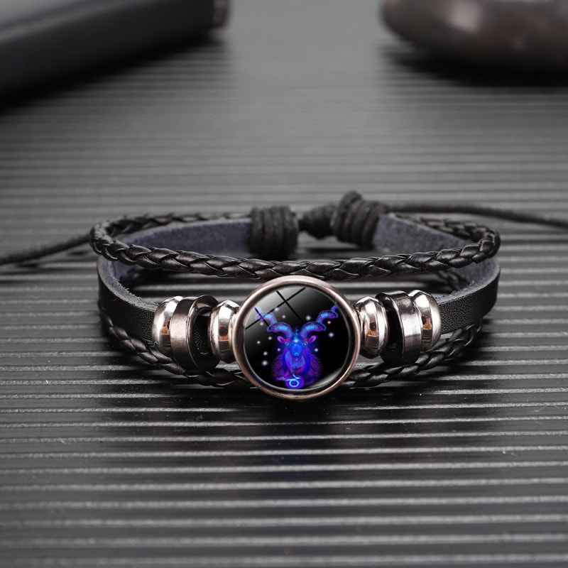 Glow In The Dark Zodiac Bracelet Multilayer Leather Wrap Astrology Gift 6