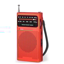 portable am fm pocket radio with aa battery power for travel and emergency use