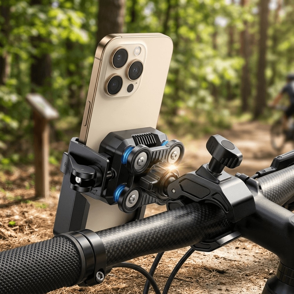 Universal Motorcycle Phone Mount With Dual Vibration Dampener And 360 Rotating Holder 1