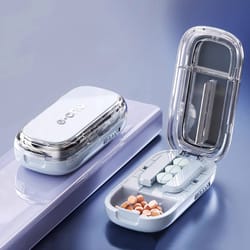 3-in-1 pill cutter with organizer portable tablet splitter