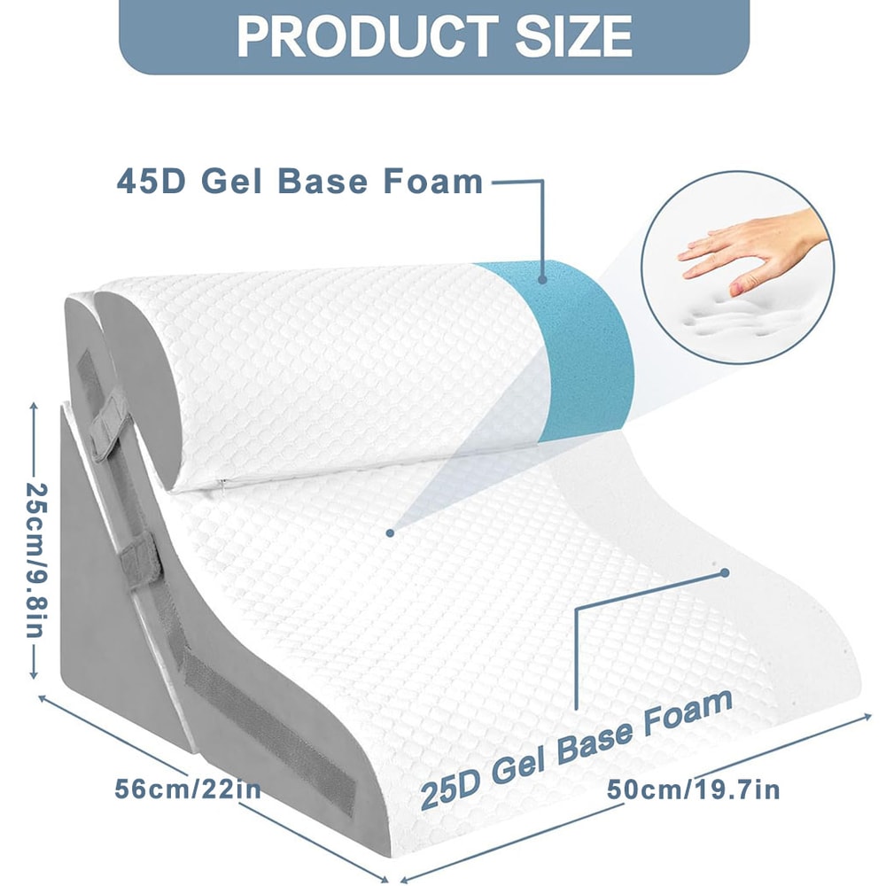 Adjustable Wedge Pillow Set for Acid Reflux, Snoring Relief & Post Surgery Recovery