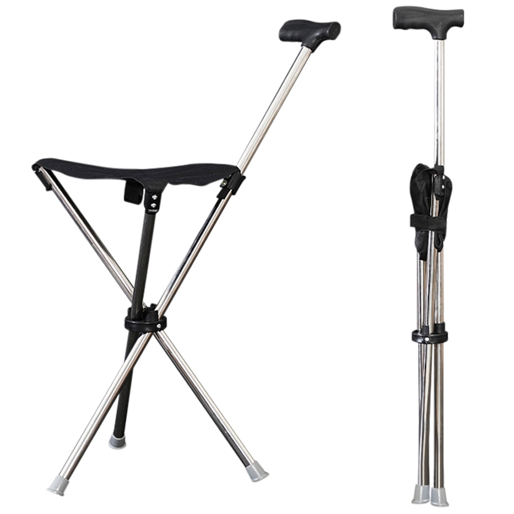 Lightweight Folding Cane with Seat Portable Walking Support for Outdoor Comfort