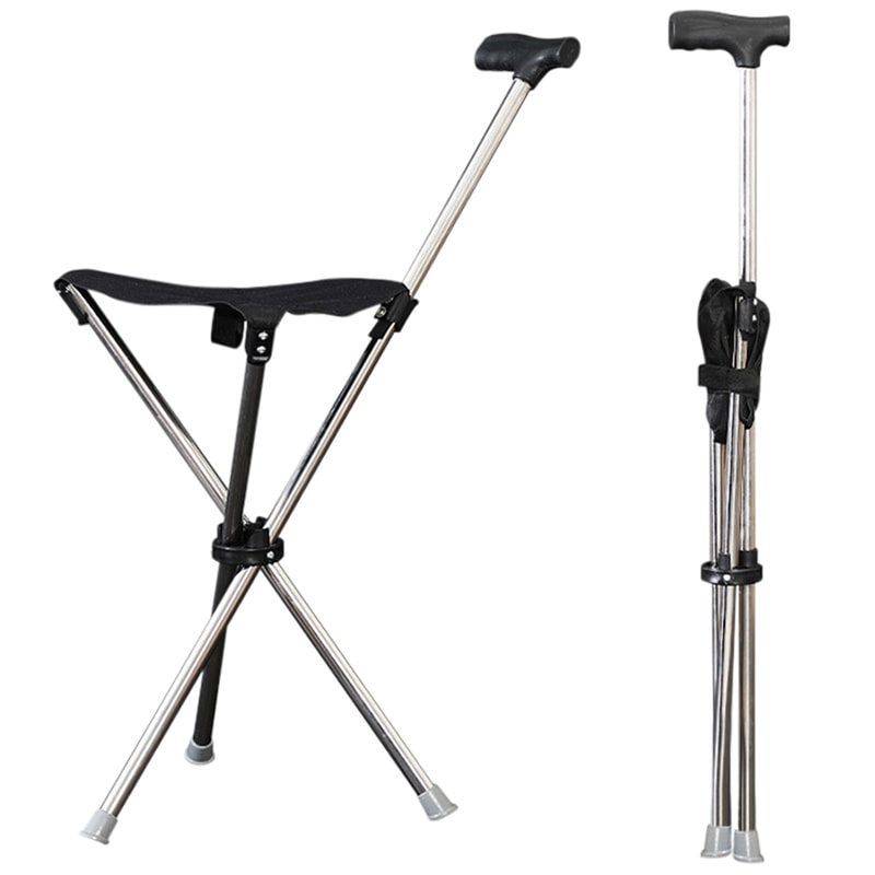 Lightweight Folding Cane with Seat Portable Walking Support for Outdoor Comfort