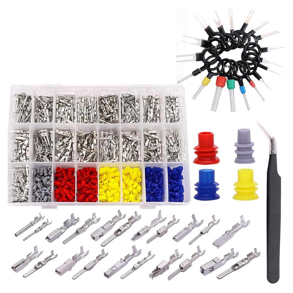 Automotive Connector Pins Kit with 420 Terminals 300 Wire Seals Removal Tools and Tweezers