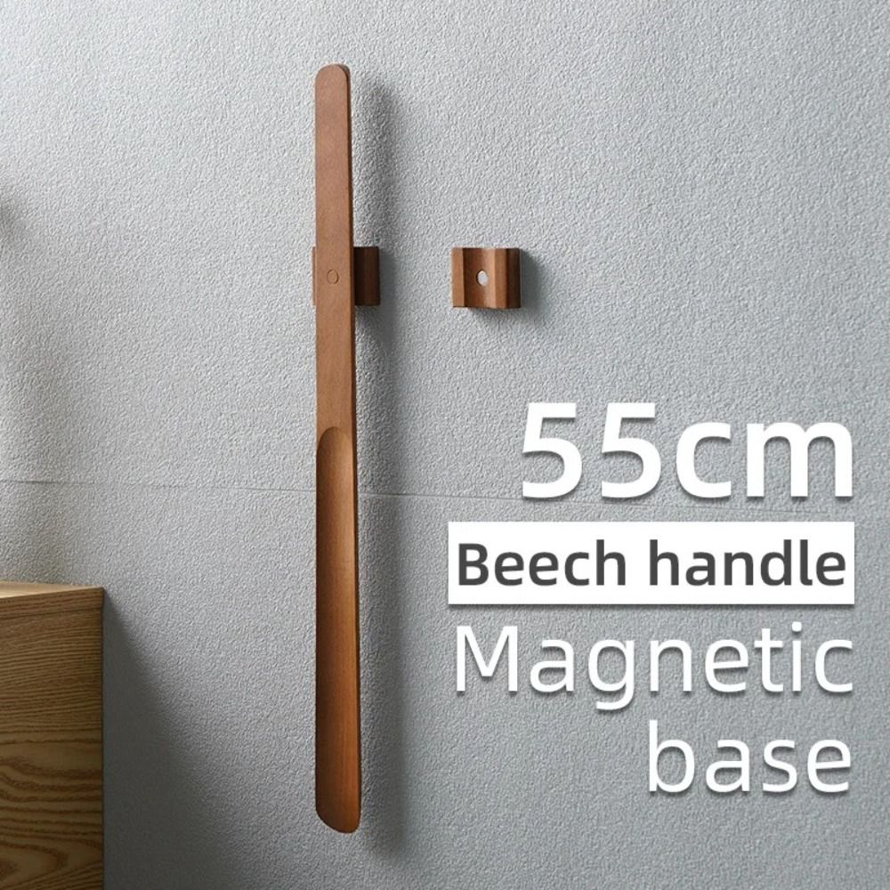 55CM Magnetic Shoehorn Useful Flexible Lazy Shoe Spoon Shoe Puller Wooden Handle Long Shoe Lifter 2