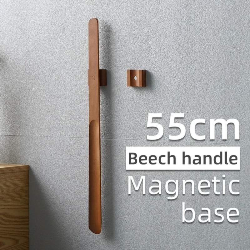 55CM Magnetic Shoehorn Useful Flexible Lazy Shoe Spoon Shoe Puller Wooden Handle Long Shoe Lifter 2