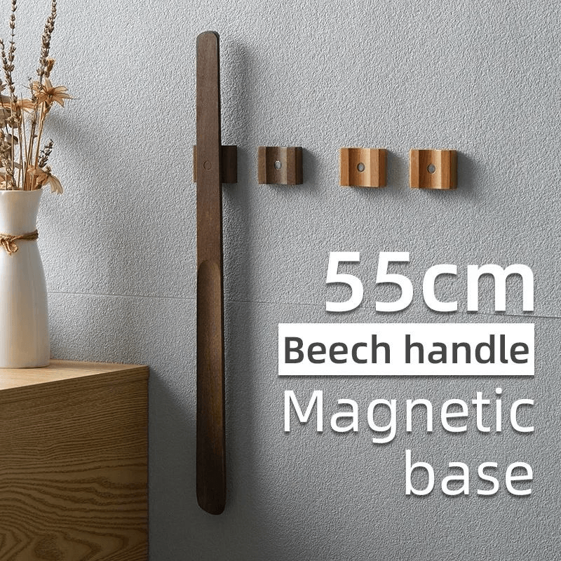 55CM Magnetic Shoehorn Useful Flexible Lazy Shoe Spoon Shoe Puller Wooden Handle Long Shoe Lifter 8