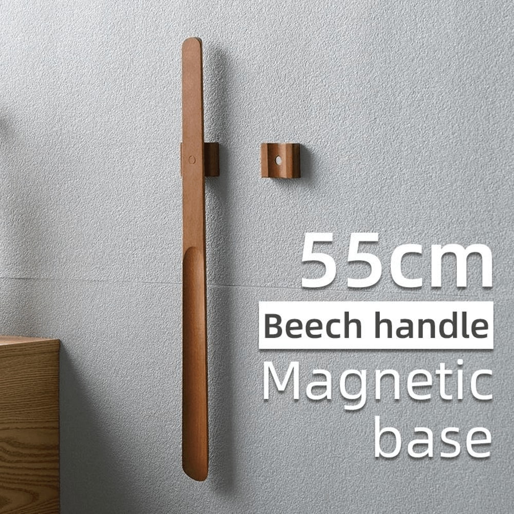 55CM Magnetic Shoehorn Useful Flexible Lazy Shoe Spoon Shoe Puller Wooden Handle Long Shoe Lifter 9