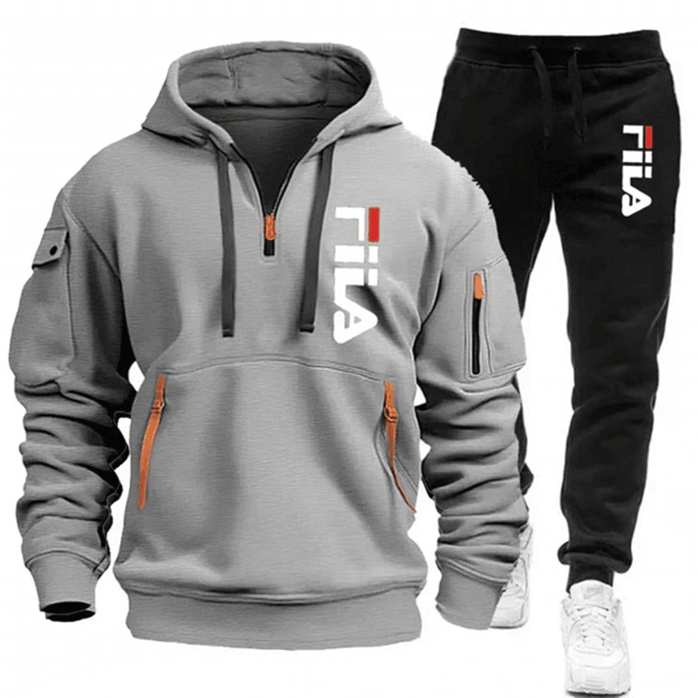 Men Casual Fitness Hoodie And Jogger Pants 2Piece Set 11