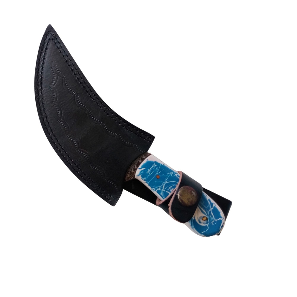 Handmade Damascus Huntingskinner Knife With Leather Sheath 0