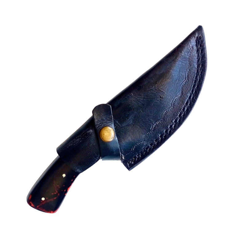 A Beautiful Custom Handmade Damascus Huntingskinner Knife With Leather Sheath 4