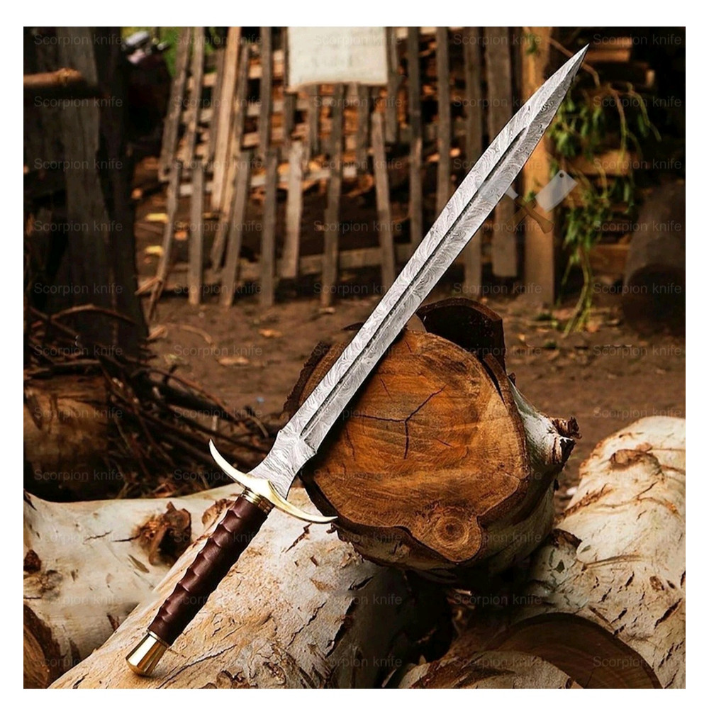 Handmade Damascus Steel DoubleEdge Viking Sword Battle ReadySword With Sheath 1