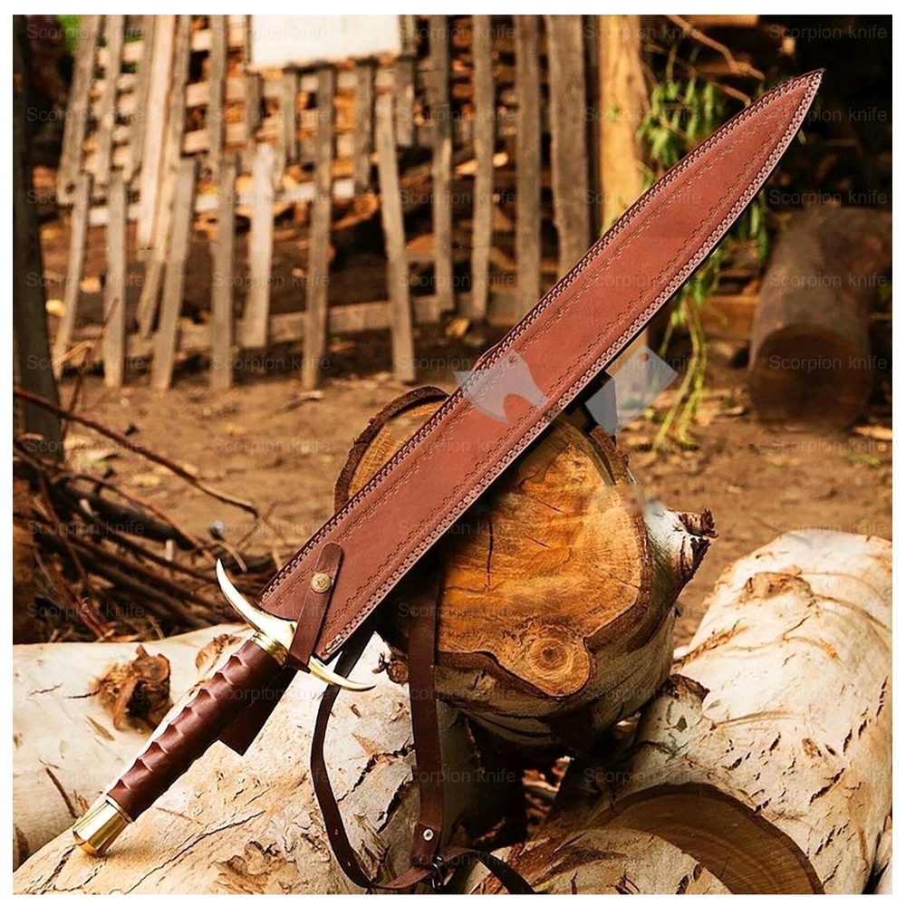 Handmade Damascus Steel DoubleEdge Viking Sword Battle ReadySword With Sheath 2