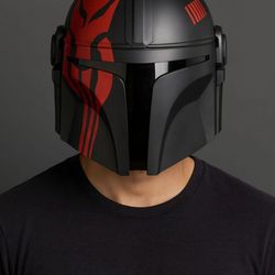 mandalorian helmet black & red | boba fett inspired steel cosplay helmet | star wars prop replica | custom size.