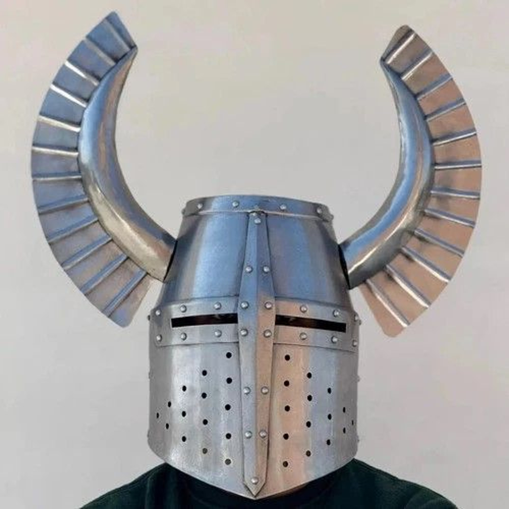 Medieval Knight Templar Horned Helmet Fantasy Warrior Helmet Great Templar 3