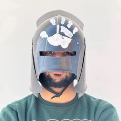 medieval uruk-hai lotr warrior helmet - cosplay armor replica - larp costume gif