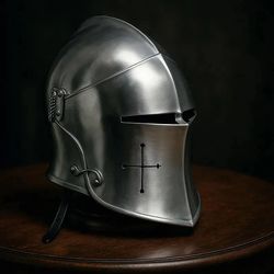 medieval barbuta visored helmet 18g steel knight armor warrior helmet