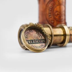 handcrafted brass telescope 16" high magnification, camouflage finish & leather cover stargazing, nautical, outdoor adve