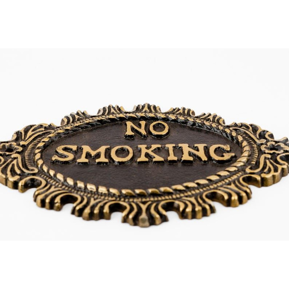 Luxury Handcrafted No Smoking Sign Plate Solid Brass Engraved Metal Plaque Elegant Home Office Dec
