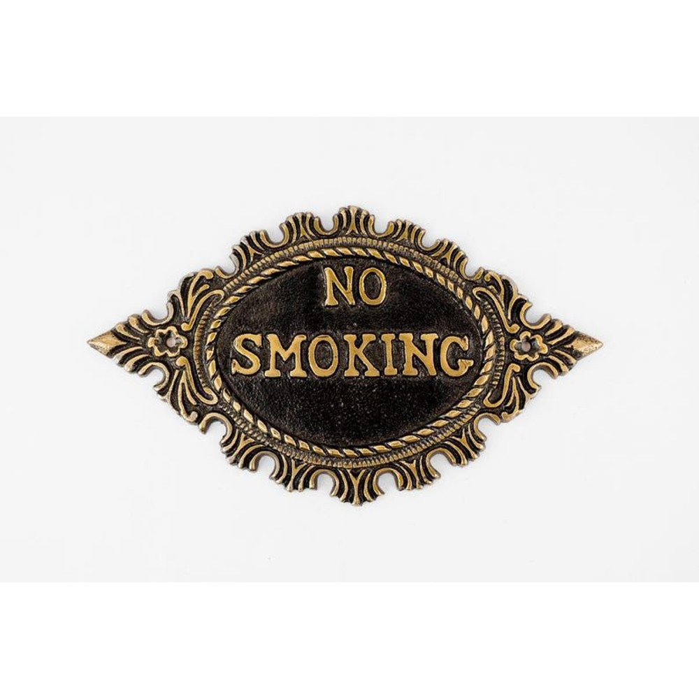 Luxury Handcrafted No Smoking Sign Plate Solid Brass Engraved Metal Plaque Elegant Home Office Dec