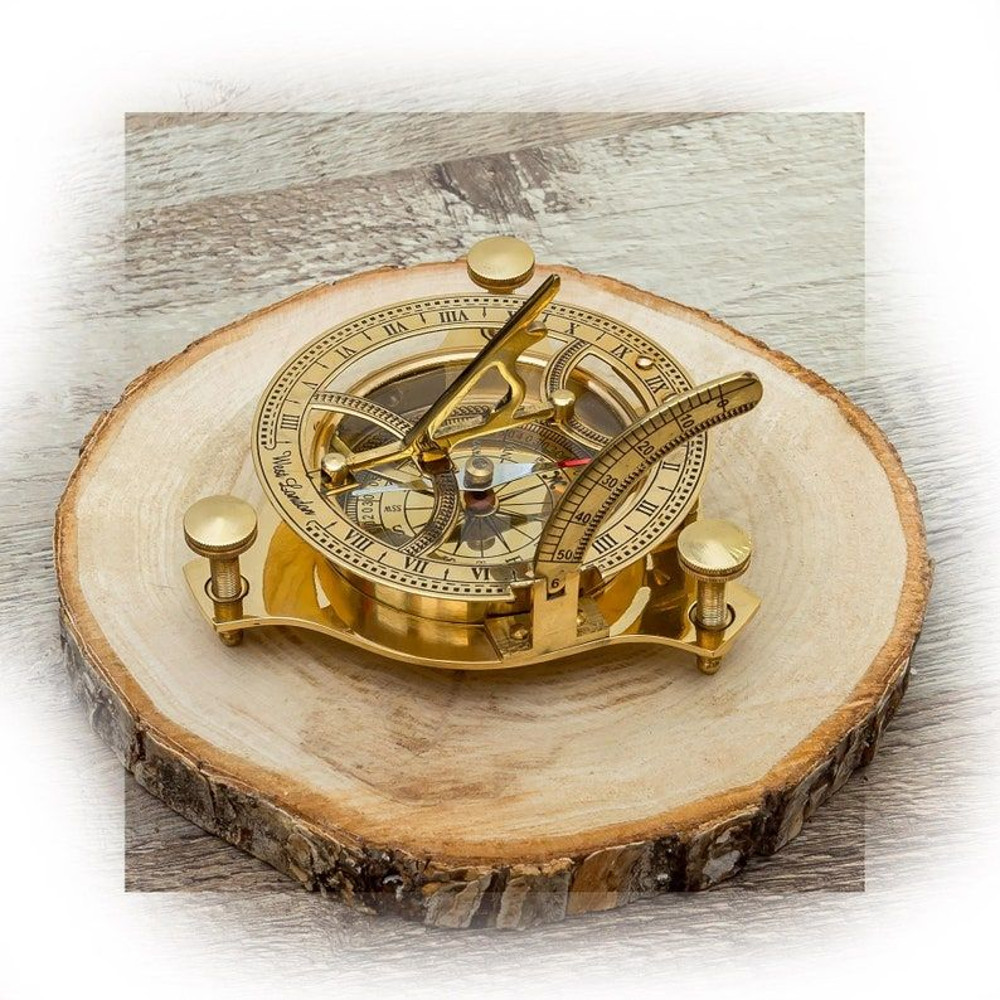 VintageInspired Brass Sundial Compass  Timeless Elegance For Your Space Free Gift Compass Key Chain