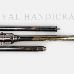 regal elegance full brass nautical telescope walking stick with folding design - antique 36" royal family brass handle