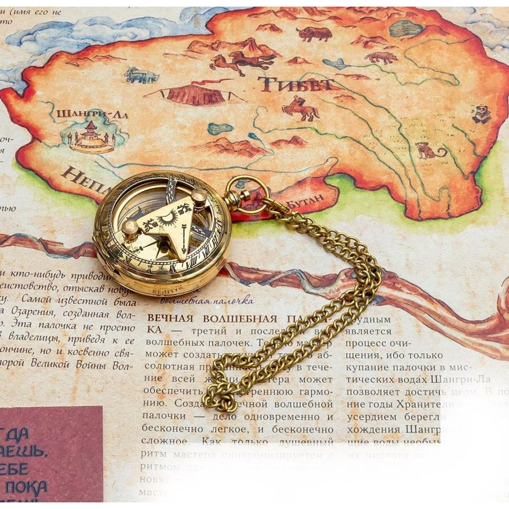 Vintageinspired Brass Sundial Compass With Push Button 2 Inch Diameter Free Gift Compass Keychain 2