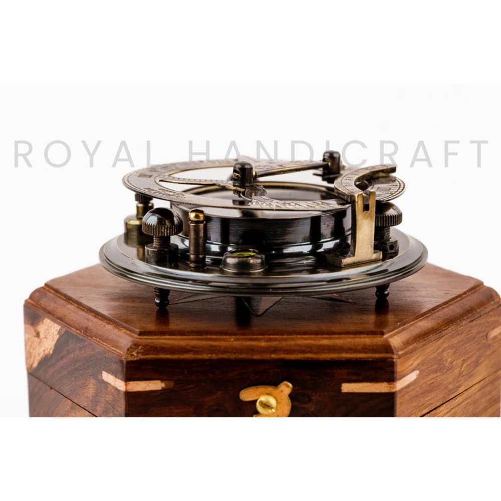 Magnetic Brass Gilbert Compass With Wood Box 3 Inch Heavy Duty For Navigational Use Unique Gift For