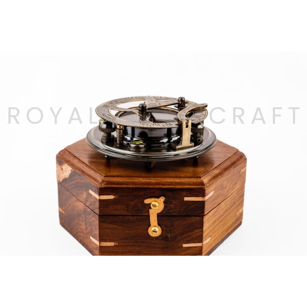 Magnetic Brass Gilbert Compass With Wood Box 3 Inch Heavy Duty For Navigational Use Unique Gift For