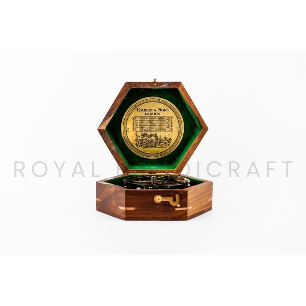 Magnetic Brass Gilbert Compass With Wood Box 3 Inch Heavy Duty For Navigational Use Unique Gift For