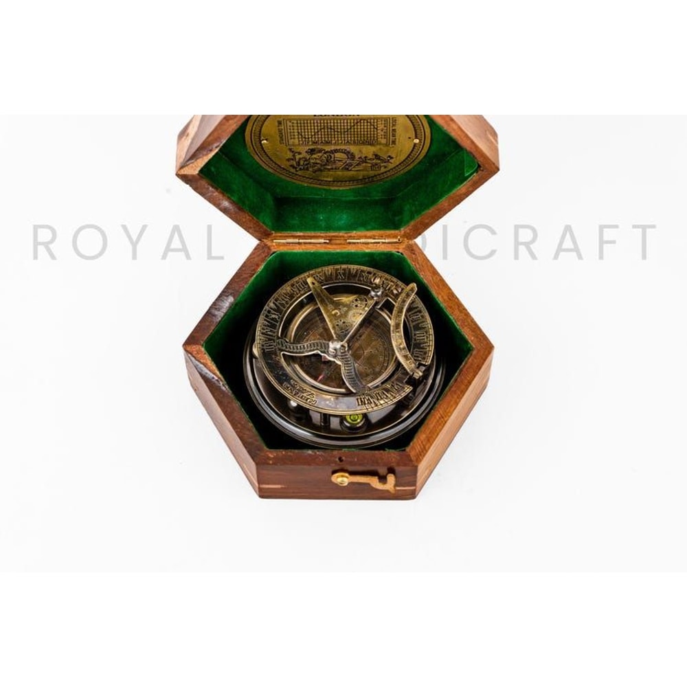 Magnetic Brass Gilbert Compass With Wood Box 3 Inch Heavy Duty For Navigational Use Unique Gift For