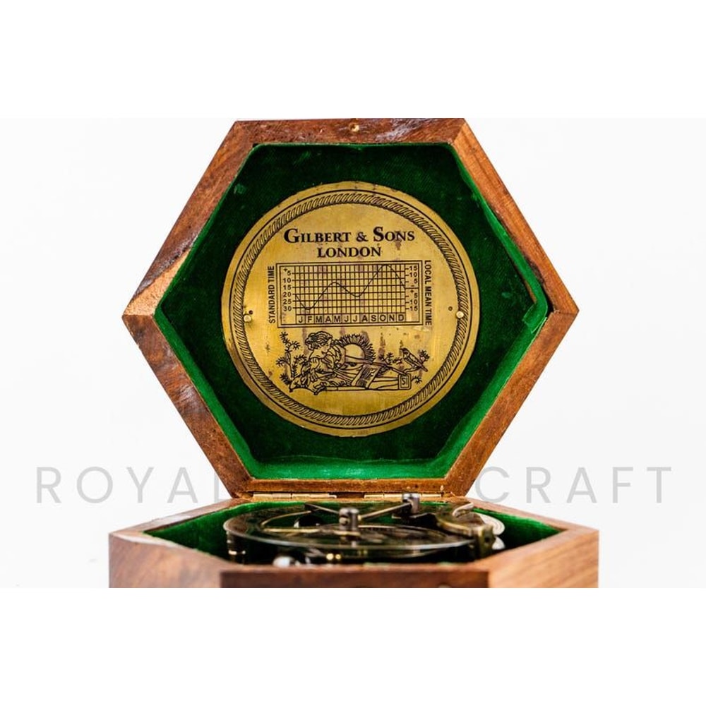 Magnetic Brass Gilbert Compass With Wood Box 3 Inch Heavy Duty For Navigational Use Unique Gift For