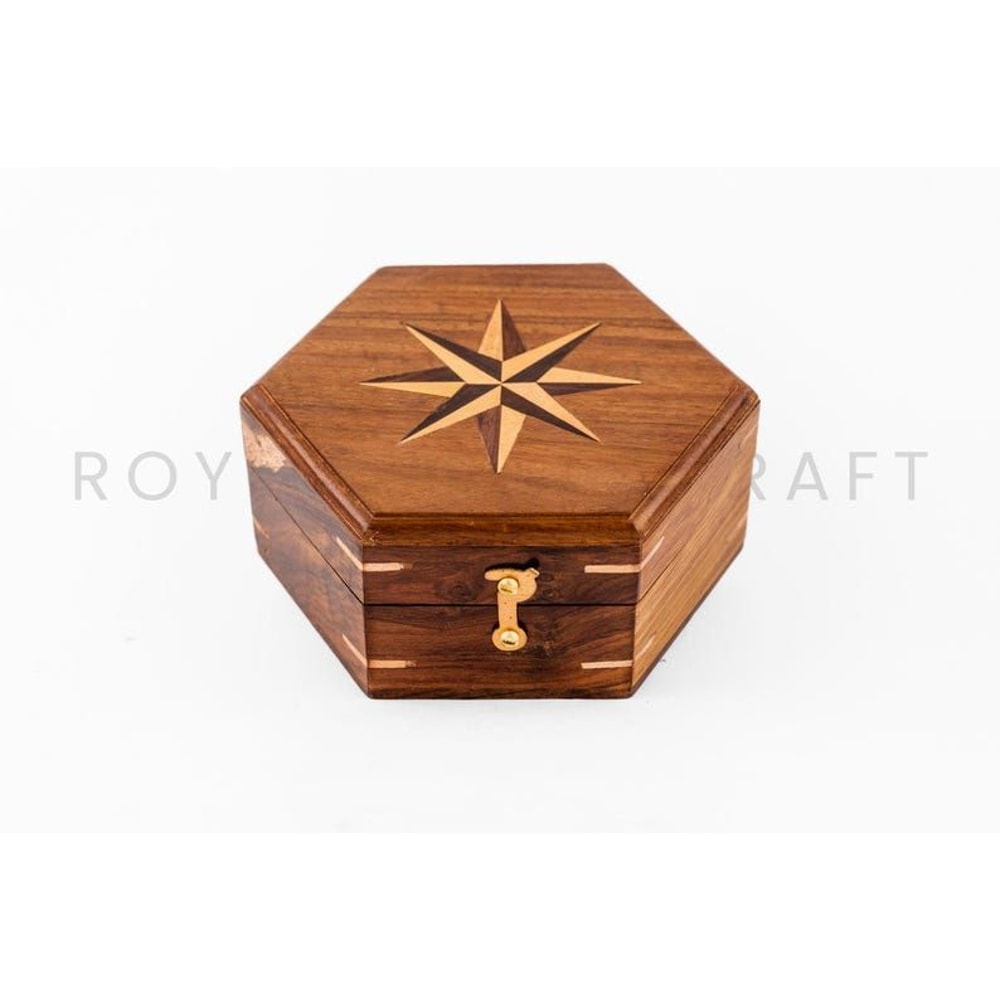 Magnetic Brass Gilbert Compass With Wood Box 3 Inch Heavy Duty For Navigational Use Unique Gift For